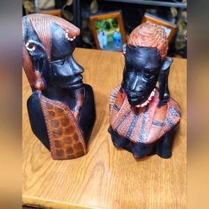 8" Tall Hand Carved Kenyan Tribes people statues